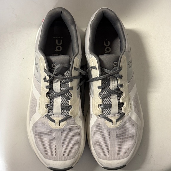 On Running Light Gray and White Athletic Shoes - Picture 1 of 3
